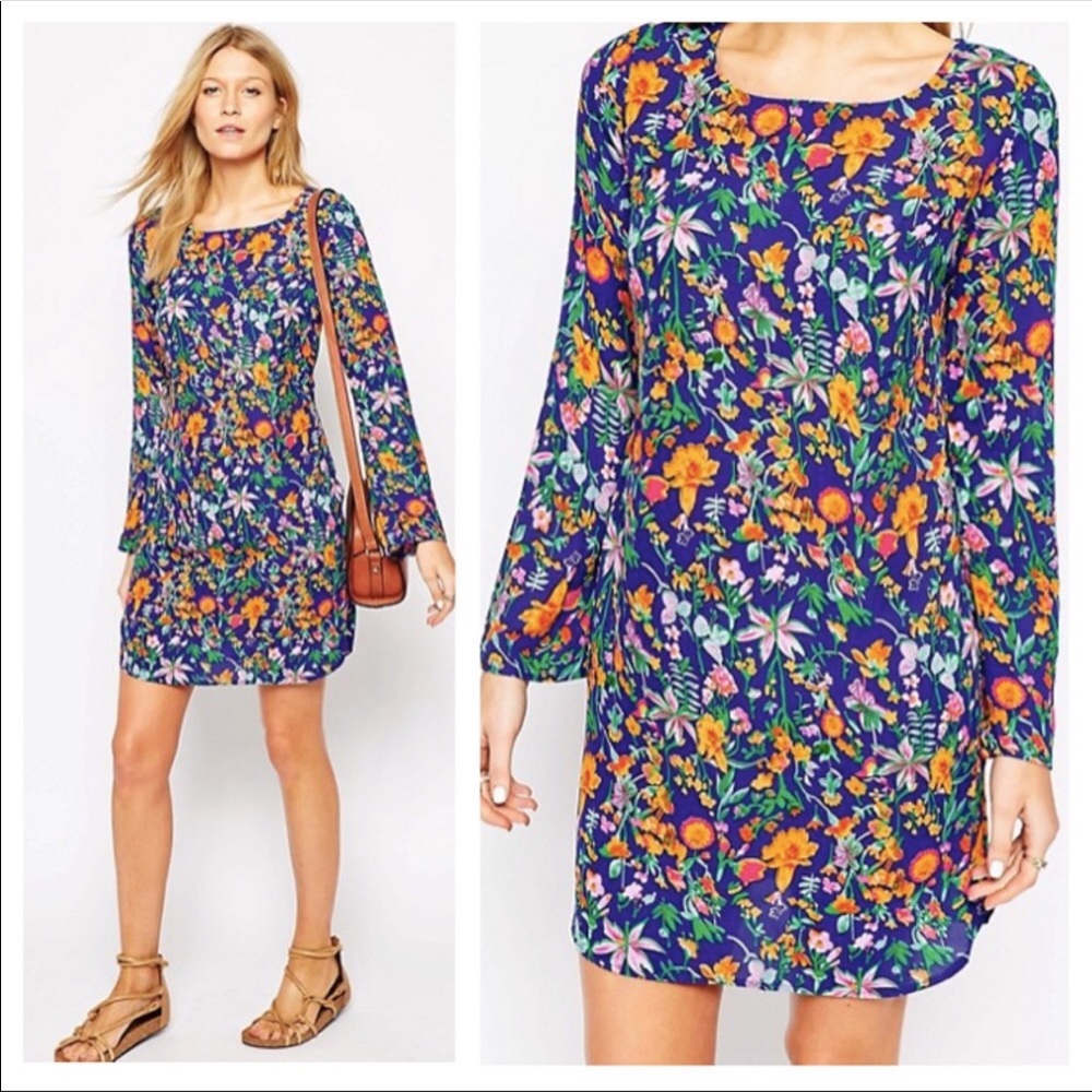 Flynn Skye Xela Bell Sleeve Floral Dress Sz 1/S